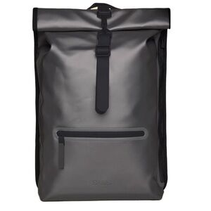 NWT‎ Rains x Anthropologie Rolltop Rucksack Backpack Metallica Grey Waterproof